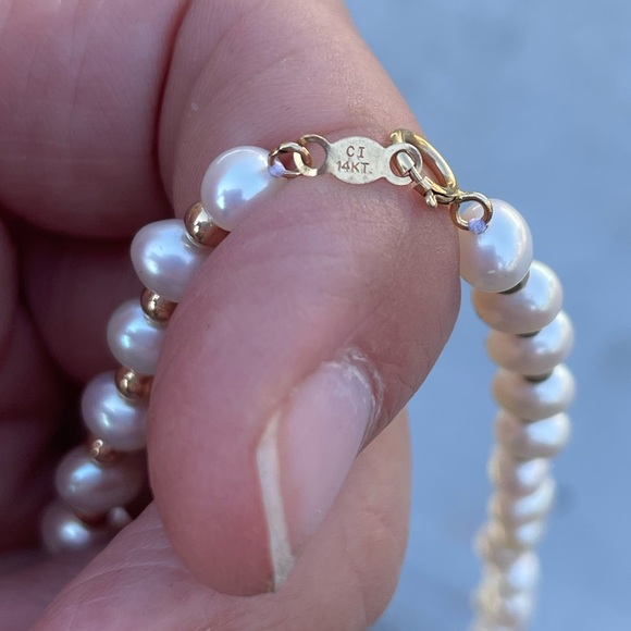 14k Gold & Pearl Necklace - Picture 2 of 5